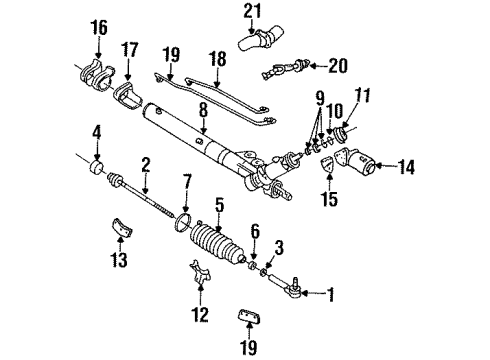 1994 Cadillac DeVille P/S Pump & Hoses, Steering Gear & Linkage Nut, Steering Linkage Inner Tie Rod Diagram for 26017267