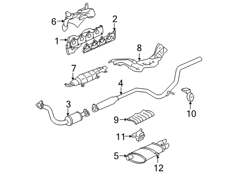 2002 Chevrolet Cavalier Exhaust Components 3Way Catalytic Convertor Assembly (W/ Exhaust Manifold P Diagram for 22667030