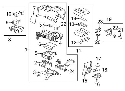 2014 GMC Sierra 3500 HD Center Console Console Assembly Diagram for 20944017