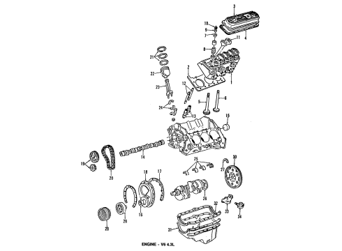1990 Chevrolet C2500 Engine Parts, Mounts, Cylinder Head & Valves, Camshaft & Timing, Oil Pan, Oil Pump, Crankshaft & Bearings, Pistons, Rings & Bearings Pulley Asm-Crankshaft Diagram for 14102092