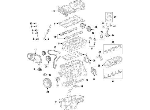 2014 Chevrolet Cruze Engine Parts, Mounts, Cylinder Head & Valves, Camshaft & Timing, Oil Pan, Oil Pump, Crankshaft & Bearings, Pistons, Rings & Bearings, Variable Valve Timing Exhaust Valve Diagram for 55574148