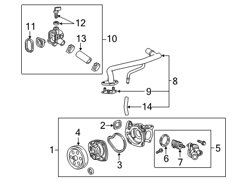 2017 Cadillac CT6 Powertrain Control Water Pump Assembly Diagram for 12662709