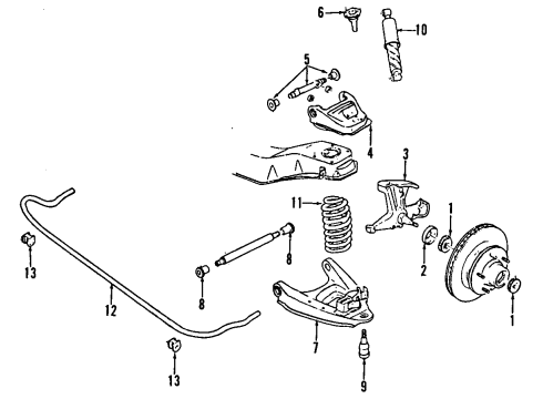 1996 Chevrolet G30 Front Suspension Components, Lower Control Arm, Upper Control Arm, Stabilizer Bar Shaft-Front Stabilizer Diagram for 15692903