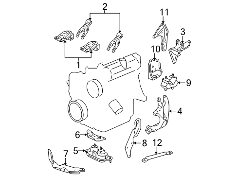 2006 Buick Rendezvous Engine & Trans Mounting Brace-Transaxle (To Engine) Diagram for 12597375