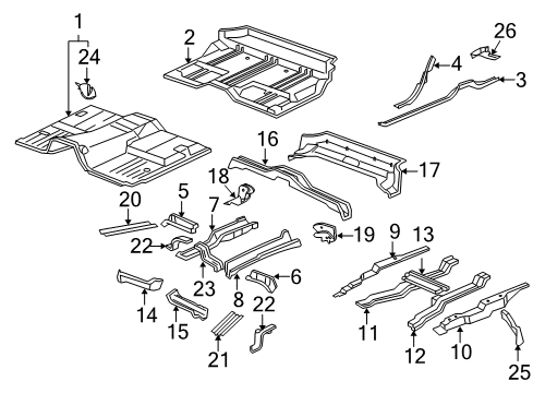 2007 Chevrolet Tahoe Pillars, Rocker & Floor - Floor & Rails Lower Reinforcement Diagram for 15234733