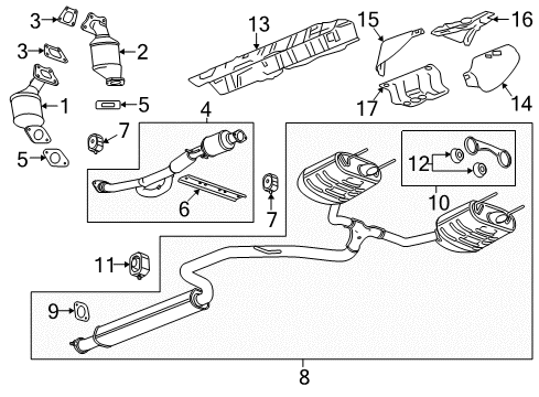 2016 Buick LaCrosse Exhaust Components Preconverter Diagram for 22737796