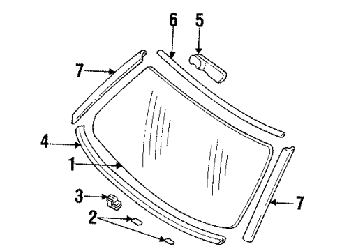 1996 Buick Commercial Chassis Windshield Glass, Reveal Moldings Molding Asm-Rear Window Reveal Diagram for 10223770