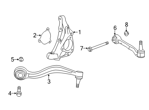 2015 Cadillac ATS Front Suspension Components, Lower Control Arm, Ride Control, Stabilizer Bar Knuckle Shield Diagram for 20998953