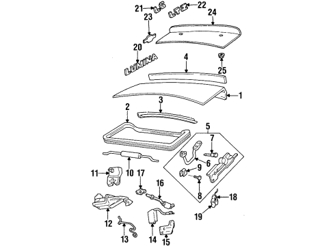1999 Chevrolet Lumina Trunk Lid & Components, Spoiler, Exterior Trim Cont-Wire R/Compensator Lid Lock Diagram for 20488523