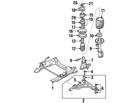 2001 Cadillac Catera Front Suspension Components, Lower Control Arm, Stabilizer Bar Steering Knuckle (Rh) Diagram for 9191639