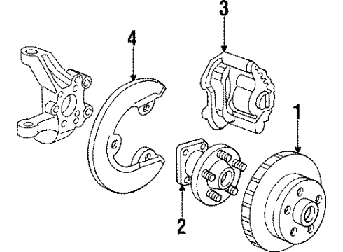 1995 Chevrolet Corvette Front Brakes Front Brake Rotor Assembly (R.H.) Diagram for 10052204