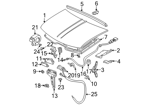 1997 GMC K2500 Hood & Components Latch, Hood Secondary Diagram for 15016227