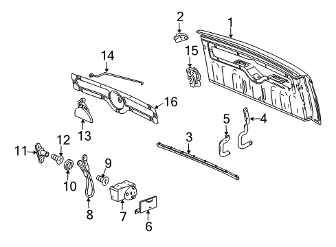 2005 Chevrolet SSR Gate & Hardware End Gate Latch Assembly (LH) Diagram for 15175759