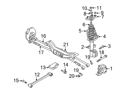 2000 Chevrolet Monte Carlo Rear Suspension Components, Stabilizer Bar Rear Lateral Rod Bolt Diagram for 11516464