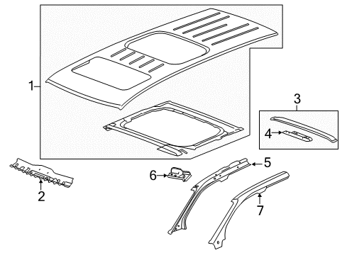 2008 GMC Acadia Roof & Components Roof Panel Diagram for 25984575