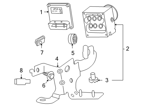 2007 Buick Rainier ABS Components Electronic Brake Control Module Assembly Diagram for 20817363