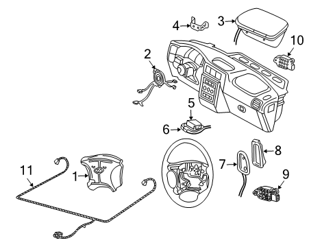 2005 Pontiac Montana Air Bag Components Airbag, Steering Wheel Diagram for 25946586