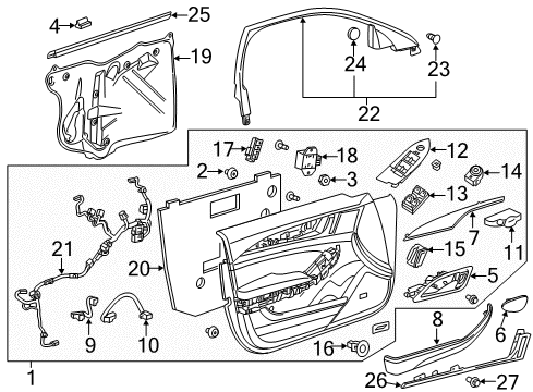 2016 Cadillac CTS Front Door Latch Diagram for 13592280