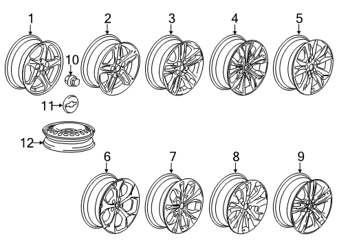2020 Chevrolet Malibu Wheels Wheel Rim Spare-16X4.0Bt Steel 41Mm Outside 115X5Xm Diagram for 22969708