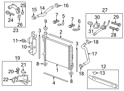 2008 Buick Enclave Radiator & Components Water Outlet Diagram for 12591005