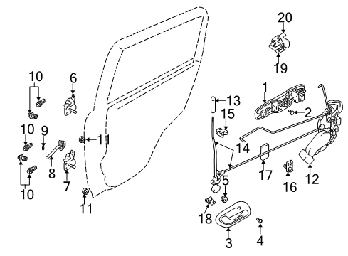 1999 Chevrolet Tracker Tail Gate Latch Assembly Diagram for 30021400