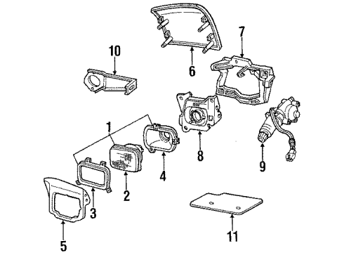 1989 Buick Reatta Headlamps Head Lamp Capsule Assembly Diagram for 16506765