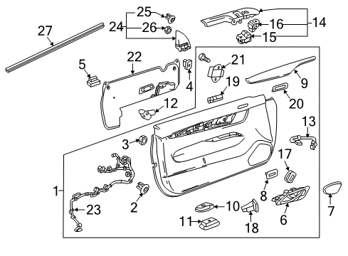2015 Cadillac ATS Door & Components Window Switch Diagram for 22959564