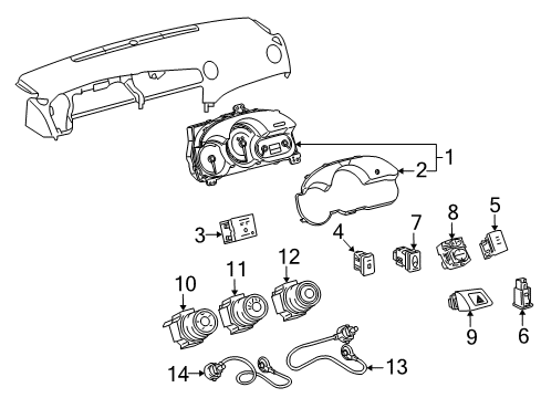 2009 Pontiac Vibe Instruments & Gauges Cluster Assembly Diagram for 19184117