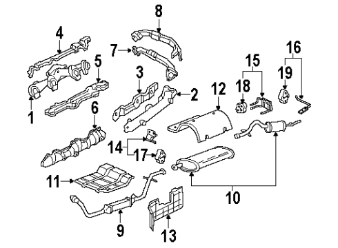 2001 Oldsmobile Silhouette Exhaust Components, Exhaust Manifold Converter & Pipe Diagram for 10310528