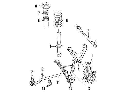 2008 Pontiac Solstice Rear Suspension Components, Lower Control Arm, Upper Control Arm, Stabilizer Bar Stabilizer Link Diagram for 15895320