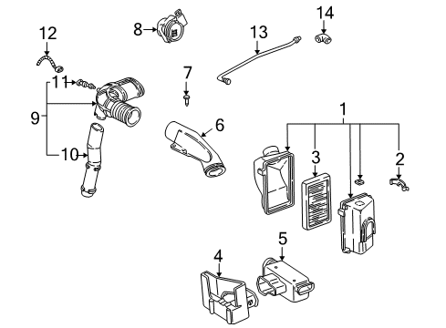 1996 Chevrolet Camaro Powertrain Control Duct-Front Air Intake Diagram for 25099578