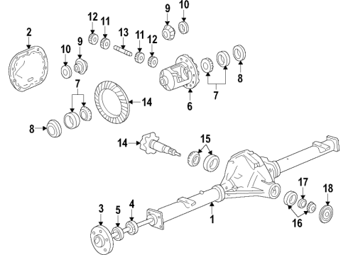 2019 GMC Canyon Rear Axle, Differential, Propeller Shaft Front Pinion Bearing Diagram for 23471879