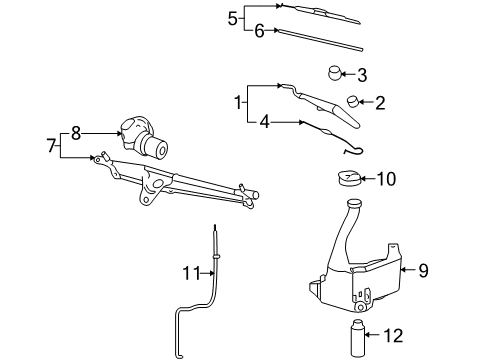 2008 Pontiac Solstice Wiper & Washer Components Wiper Blade Diagram for 25788743