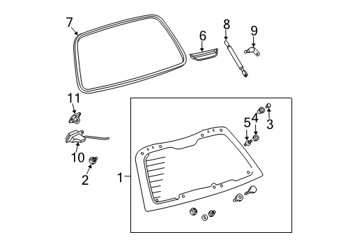 2006 Pontiac Vibe Lift Gate Lock Assembly Diagram for 88969884