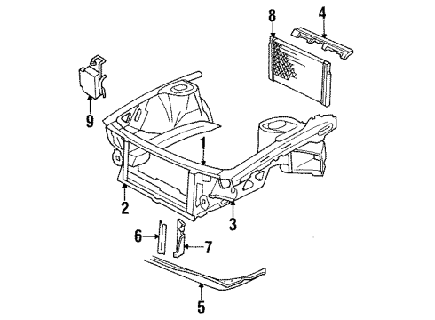 1986 Cadillac Fleetwood Radiator & Components, Radiator Support Ret-Battery Diagram for 1618666