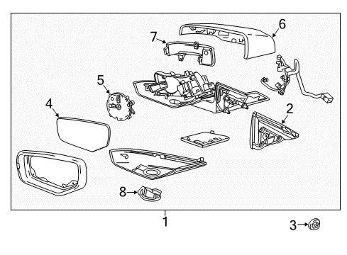 2016 Cadillac ATS Outside Mirrors Mirror Glass Diagram for 23105610