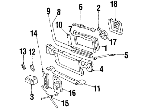 1988 Pontiac 6000 Radiator & Components, Cooling Fan Brace Asm-Front End Sheet Metal Diagram Diagram for 10092173