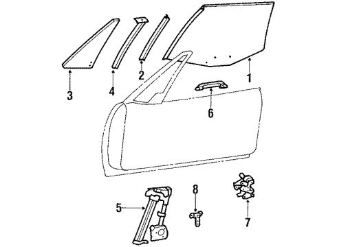 1990 Cadillac Allante Glass - Door Lock Assembly Diagram for 3527609