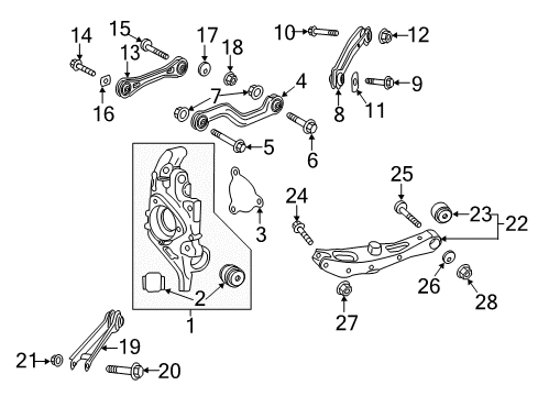 2017 Buick LaCrosse Rear Suspension Components, Lower Control Arm, Upper Control Arm, Ride Control, Stabilizer Bar Lateral Link Diagram for 22978382