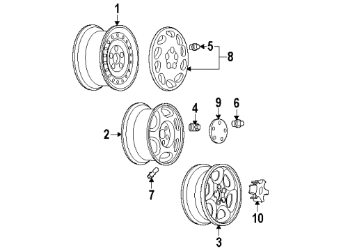 2001 Oldsmobile Silhouette Wheels, Covers & Trim Wheel Nut Cap Diagram for 9595124