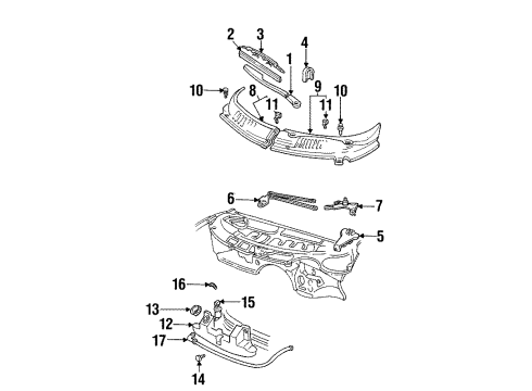 1993 Pontiac Firebird Wiper & Washer Components Crank Arm Diagram for 12494833