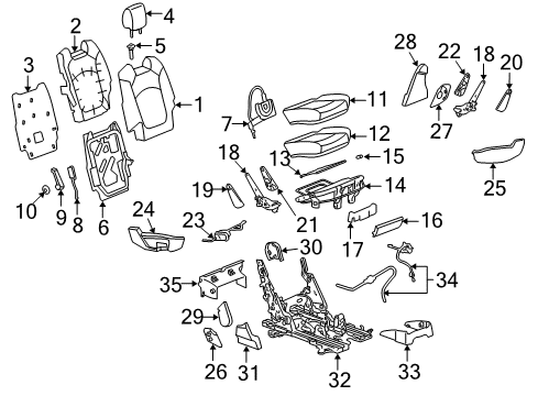 2010 Saturn Outlook Second Row Seats Frame Asm-Rear Seat Back Cushion Diagram for 15899396