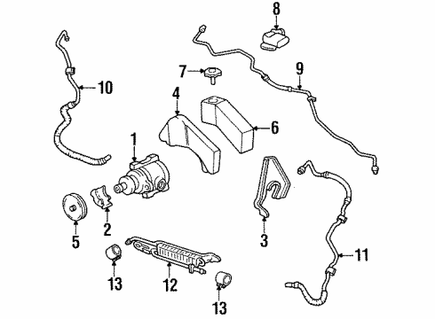 1994 Cadillac DeVille P/S Pump & Hoses, Steering Gear & Linkage Pipe Asm Diagram for 26020183