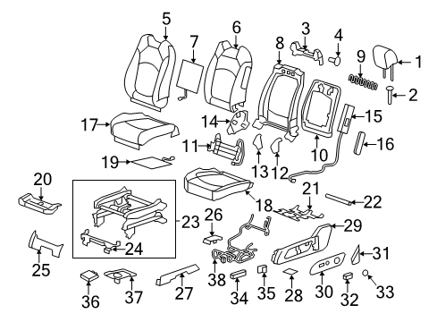 2015 Buick Enclave Driver Seat Components Headrest Diagram for 23433516