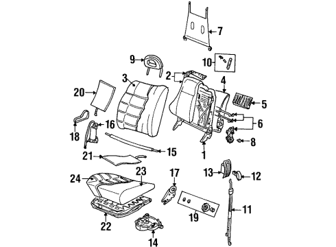 1998 Cadillac Catera Front Seat Components Guide, Driver Seat Head Restraint *Gray Diagram for 90517185