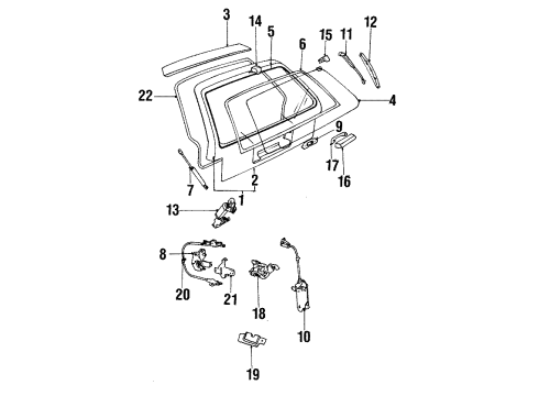 1984 Pontiac 6000 Wiper & Washer Components Lift Gate Lock Actuator ASSEMBLY Diagram for 20246964