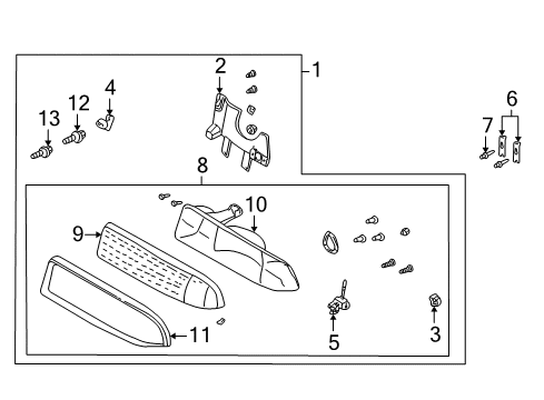 2003 Chevrolet S10 Headlamps Headlamp Assembly-(W/ Front Side Marker Lamp) Diagram for 16526218