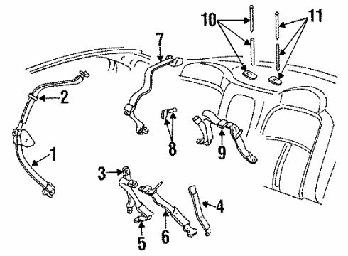 1997 Buick Riviera Seat Belt Rear Seat Belt Kit (Retractor Side) *Teal Diagram for 12534943