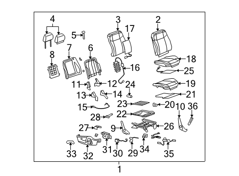 2006 Hummer H3 Front Seat Components Cushion Frame Diagram for 25971448