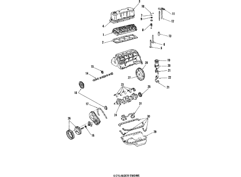 1984 Chevrolet Camaro Engine Parts, Mounts, Cylinder Head & Valves, Camshaft & Timing, Oil Pan, Oil Pump, Crankshaft & Bearings, Pistons, Rings & Bearings Main Bearings Diagram for 12329954
